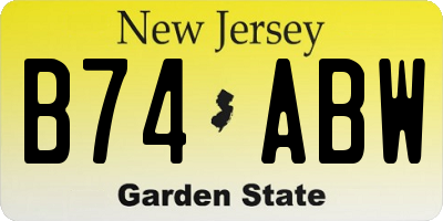 NJ license plate B74ABW