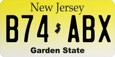 NJ license plate B74ABX