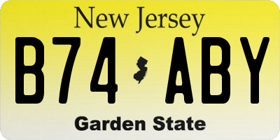 NJ license plate B74ABY