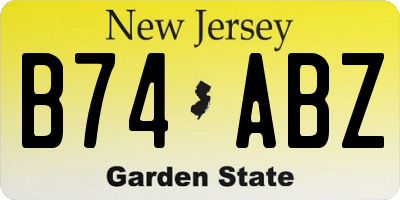 NJ license plate B74ABZ