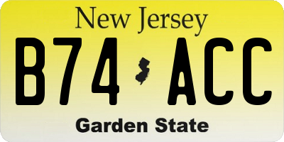 NJ license plate B74ACC