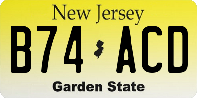 NJ license plate B74ACD