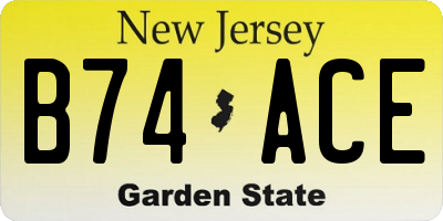 NJ license plate B74ACE