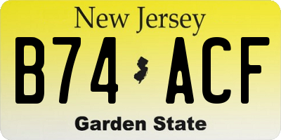 NJ license plate B74ACF