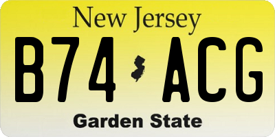 NJ license plate B74ACG
