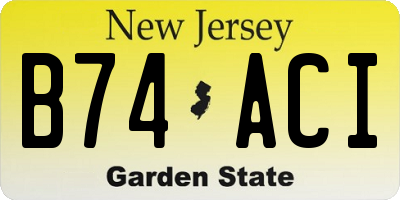 NJ license plate B74ACI