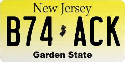 NJ license plate B74ACK