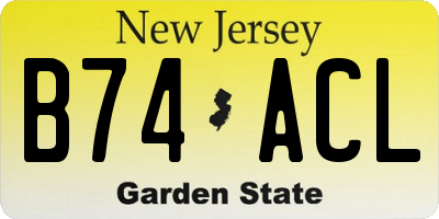 NJ license plate B74ACL