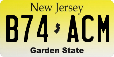 NJ license plate B74ACM