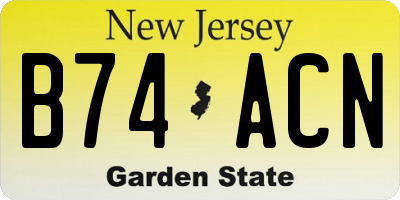 NJ license plate B74ACN