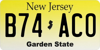 NJ license plate B74ACO