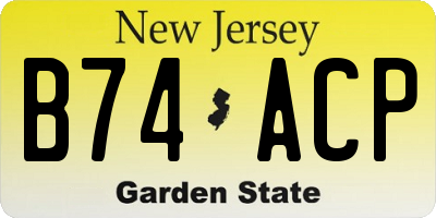 NJ license plate B74ACP