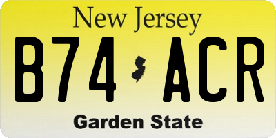 NJ license plate B74ACR