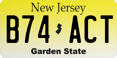 NJ license plate B74ACT