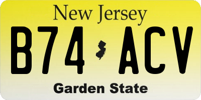 NJ license plate B74ACV