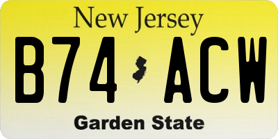 NJ license plate B74ACW