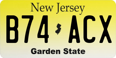 NJ license plate B74ACX