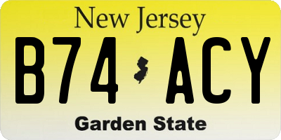 NJ license plate B74ACY