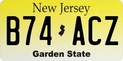 NJ license plate B74ACZ