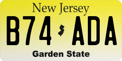 NJ license plate B74ADA
