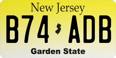 NJ license plate B74ADB