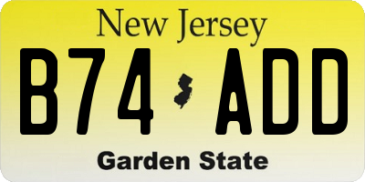 NJ license plate B74ADD
