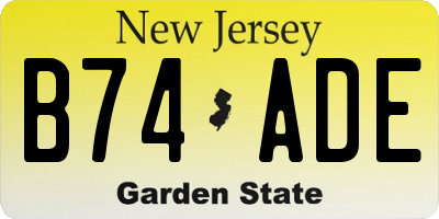 NJ license plate B74ADE