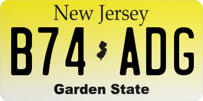 NJ license plate B74ADG