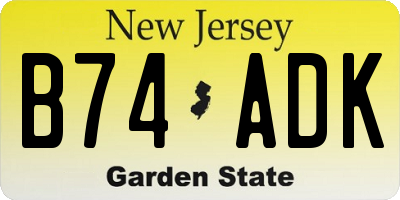 NJ license plate B74ADK