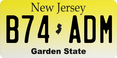 NJ license plate B74ADM
