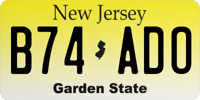 NJ license plate B74ADO