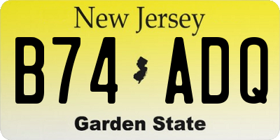 NJ license plate B74ADQ