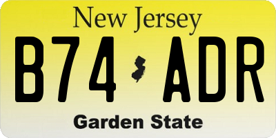 NJ license plate B74ADR