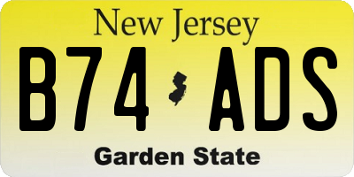 NJ license plate B74ADS