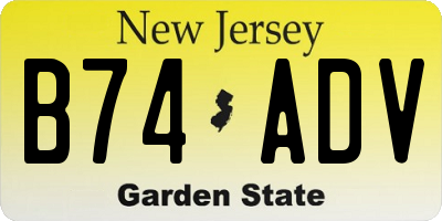 NJ license plate B74ADV