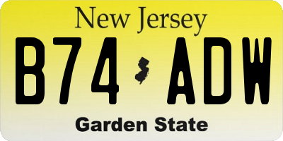NJ license plate B74ADW