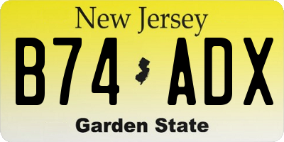 NJ license plate B74ADX