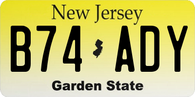 NJ license plate B74ADY