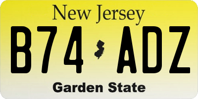 NJ license plate B74ADZ