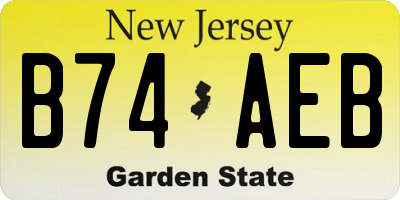 NJ license plate B74AEB