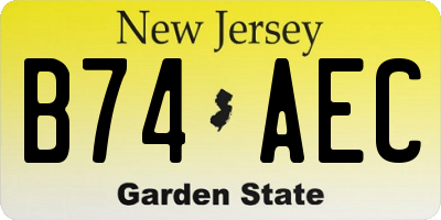 NJ license plate B74AEC