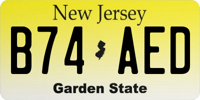 NJ license plate B74AED