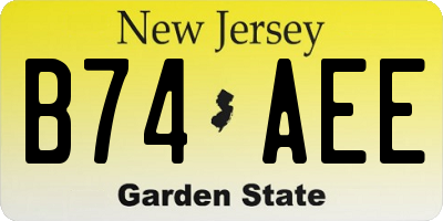 NJ license plate B74AEE