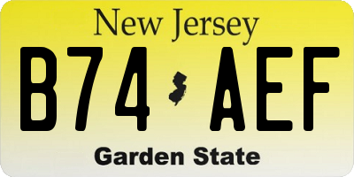 NJ license plate B74AEF