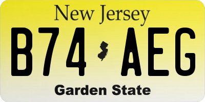 NJ license plate B74AEG