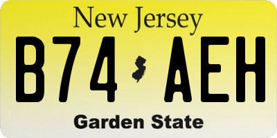 NJ license plate B74AEH