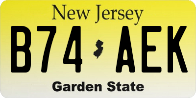 NJ license plate B74AEK