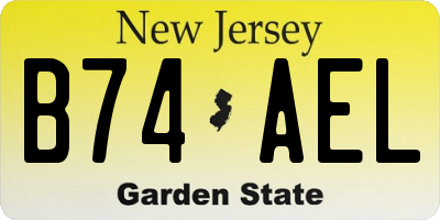NJ license plate B74AEL