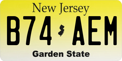 NJ license plate B74AEM