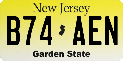 NJ license plate B74AEN